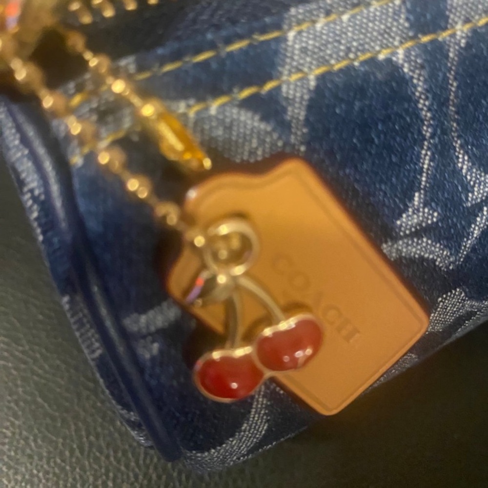 Coach Denim and Tan Wristlet - Picture 2 of 4